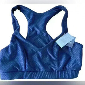 Lola Getts Racerback Sports Bra Blue Eclipse Ascot Textured Size M NWT!